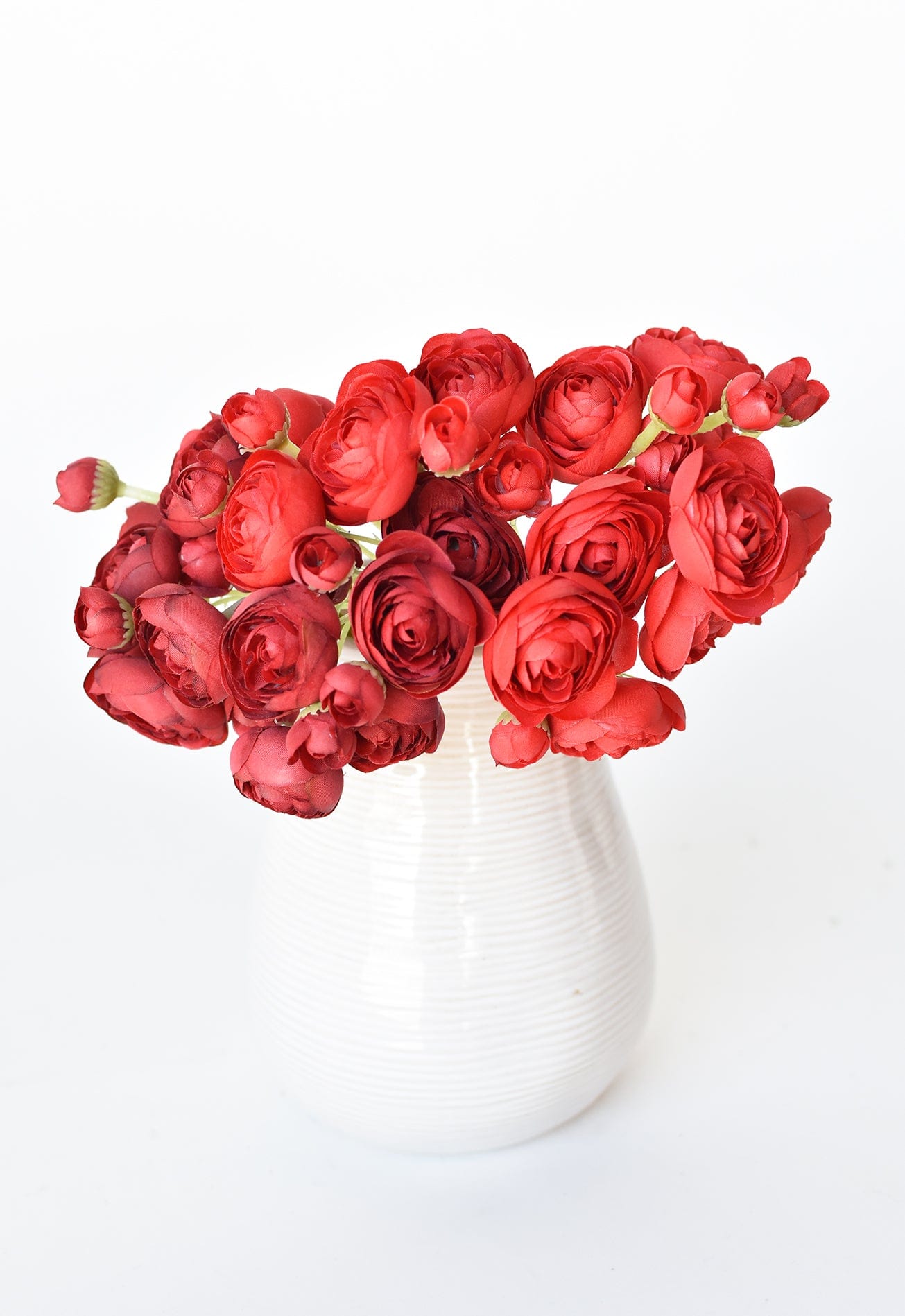 10.5" Faux Red Ranunculus Stem Bundle