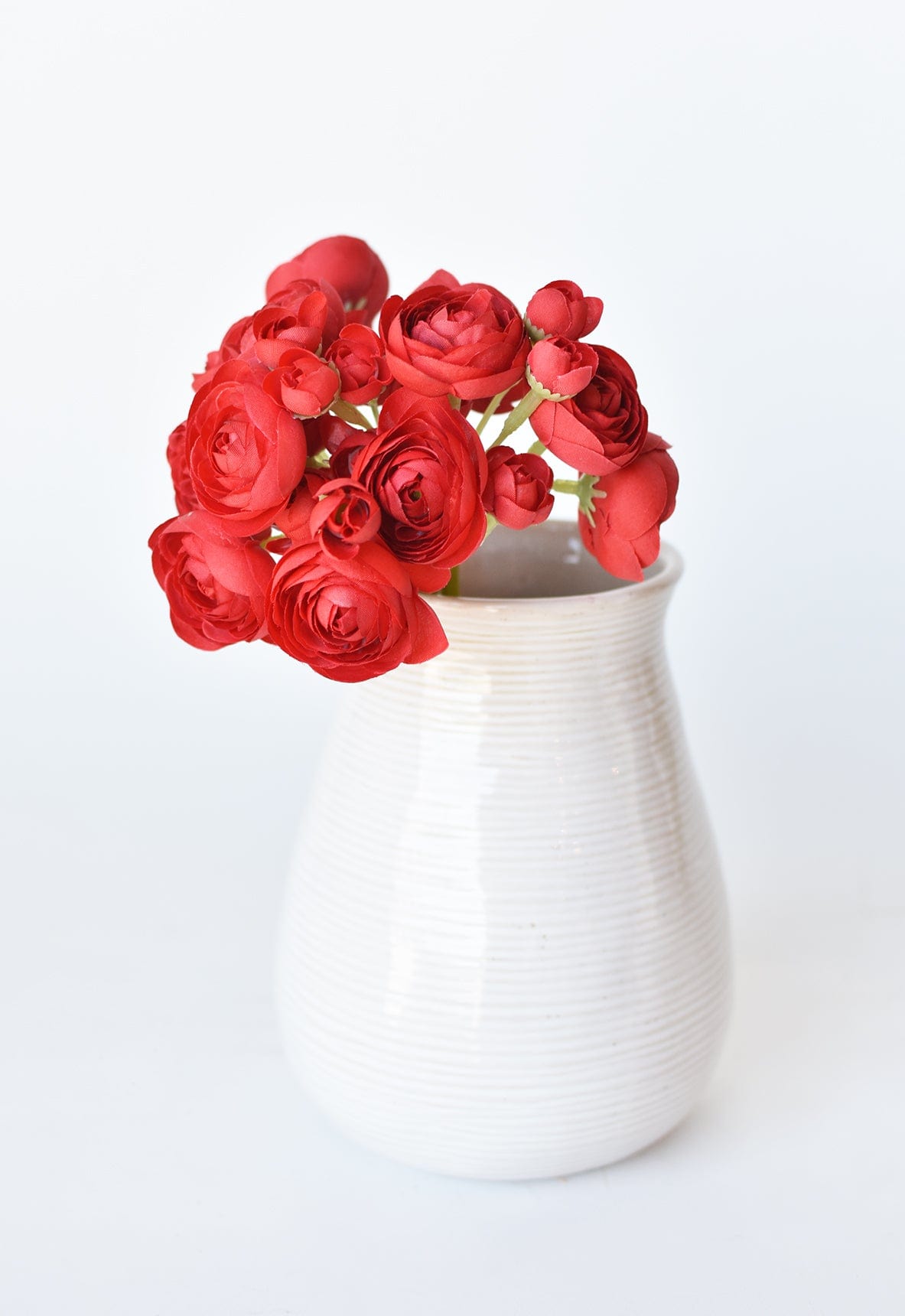 10.5" Faux Red Ranunculus Stem Bundle