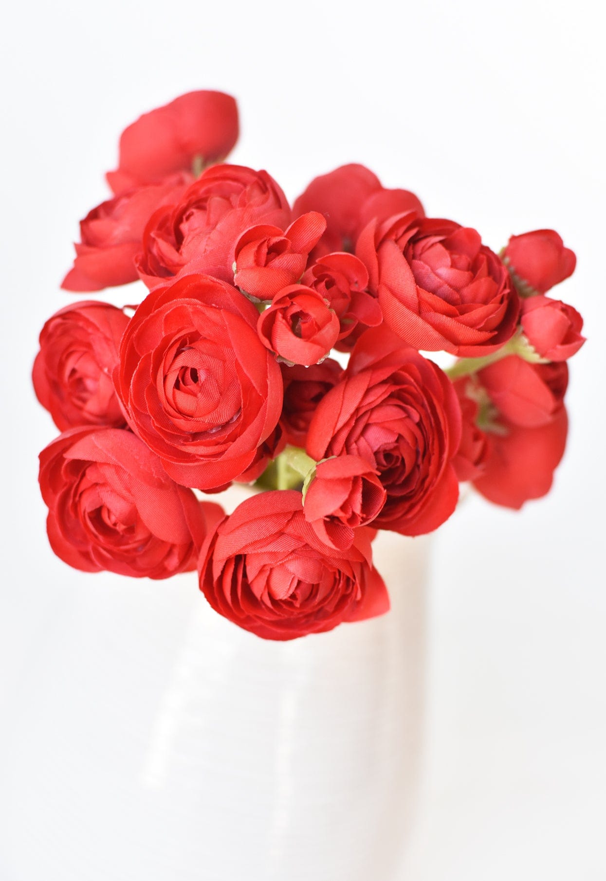 10.5" Faux Red Ranunculus Stem Bundle